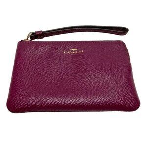Coach Women's Small Corner Zip Wristlet Pouch Wallet Purse Purple Plum GUC